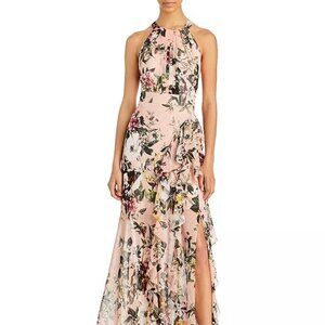 Eliza J Floral Print Halter Gown